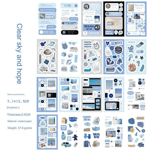 20 Sheets Pre-Cut Sticker Book Cute Cartoon Cake Stickers