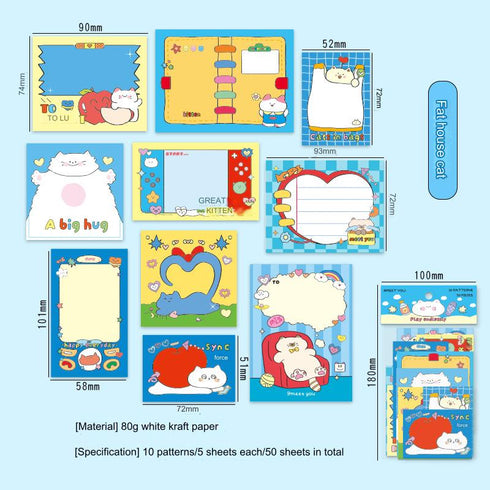 50 Pcs Cute Style Memo Pack Unlimited Fun Themed