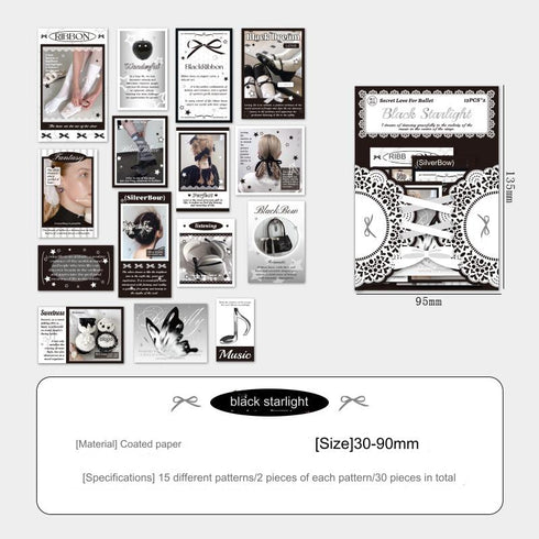 30 Pcs Hot Stamping Sticker Pack Love Ballet Themed