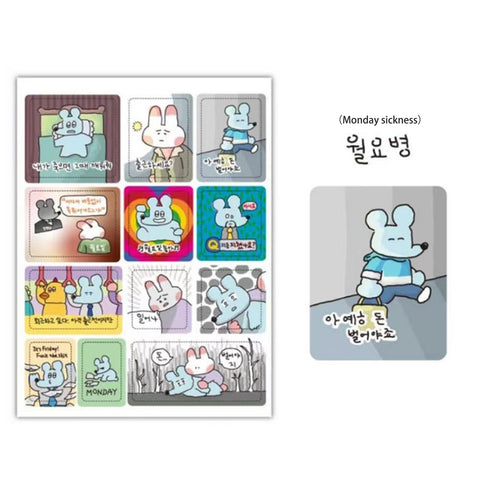 1 Sheet Cartoon Sticker Cute Style Doodle Mouse Collection Sticker