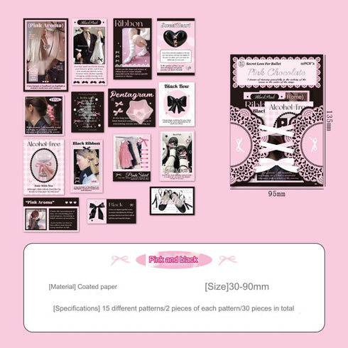 30 Pcs Hot Stamping Sticker Pack Love Ballet Themed