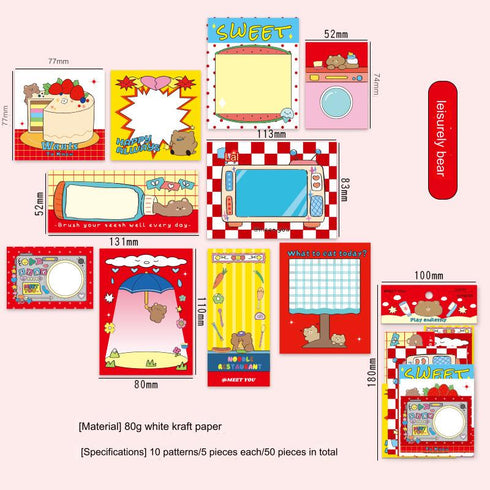 50 Pcs Cute Style Memo Pack Unlimited Fun Themed