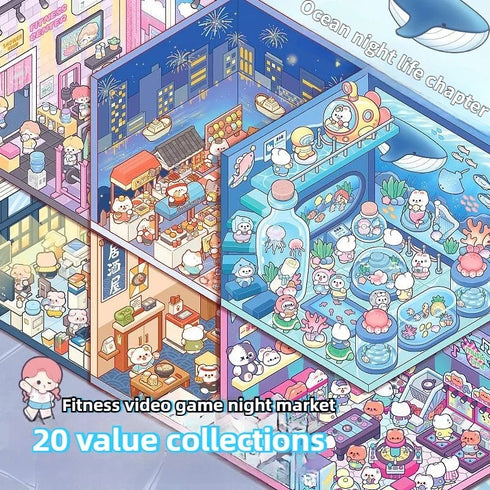 45 sheets-20 Styles Miniature Scene Collection 3D Stacking| 3D Scene Stickers