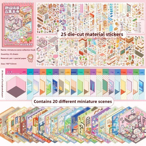 45 sheets-20 Styles Miniature Scene Collection 3D Stacking| 3D Scene Stickers