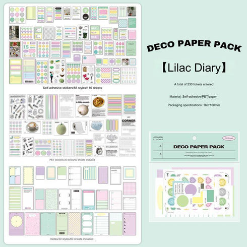230 Sheets Insta Style Scrapbook Kit Recording Life Themed