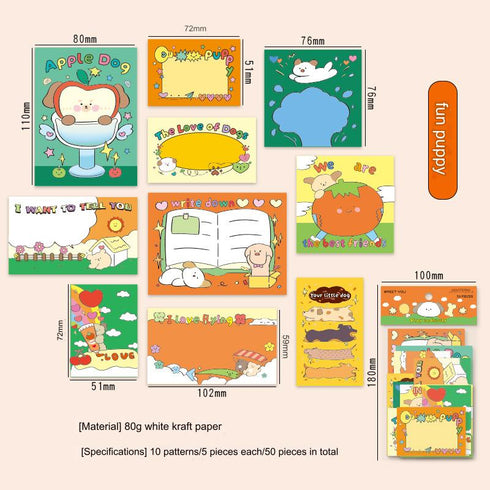 50 Pcs Cute Style Memo Pack Unlimited Fun Themed