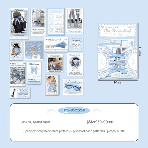 30 Pcs Hot Stamping Sticker Pack Love Ballet Themed