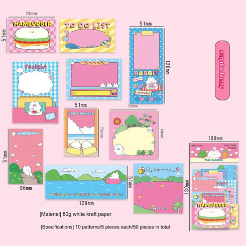 50 Pcs Cute Style Memo Pack Unlimited Fun Themed