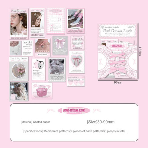 30 Pcs Hot Stamping Sticker Pack Love Ballet Themed