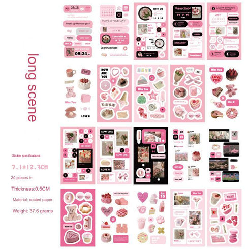 20 Sheets Pre-Cut Sticker Book Cute Cartoon Cake Stickers