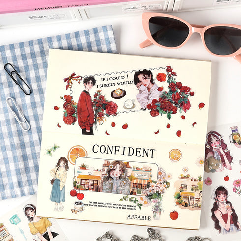 20 Sheets - PET Die Cut Sticker Book | Flower Girl Boy Style