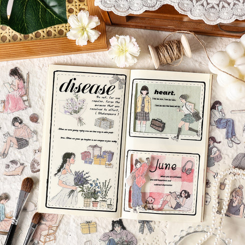 20 Sheets - PET Die Cut Sticker Book |School Life Style