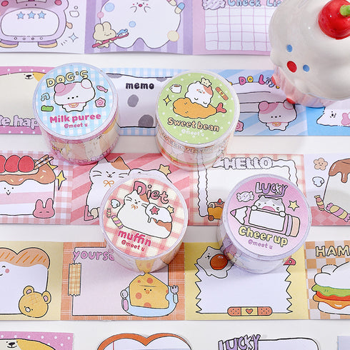 Cartoon Tearable Writable Tape | Canned Fatty Themed Cute Style