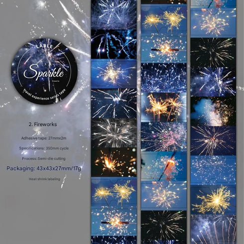 1 Roll Glitter Label Sticker Roll Tape | Travel Weather Theme