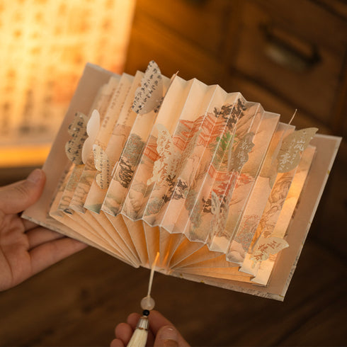 DIY Material Fan-Shaped Book Lamp Lantern Style