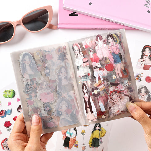 20 Sheets - PET Die Cut Sticker Book | Flower Girl Boy Style