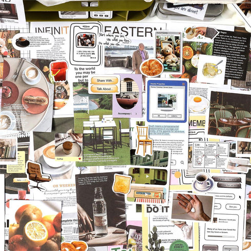 200 Pcs - Scrapbook Kit 120 Stickers + 80 Material Papers| Insta Style