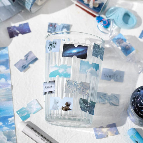 1 Roll Glitter Label Sticker Roll Tape | Travel Weather Theme