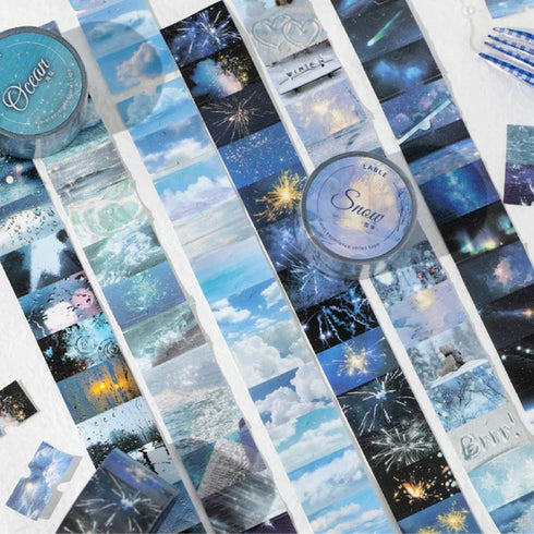 1 Roll Glitter Label Sticker Roll Tape | Travel Weather Theme