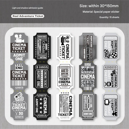 15 Sheets - Ticket Stickers Pack | Vintage Style