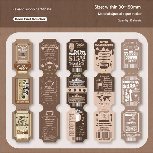 15 Sheets - Ticket Stickers Pack | Vintage Style