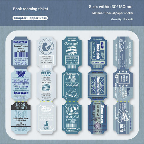 15 Sheets - Ticket Stickers Pack | Vintage Style