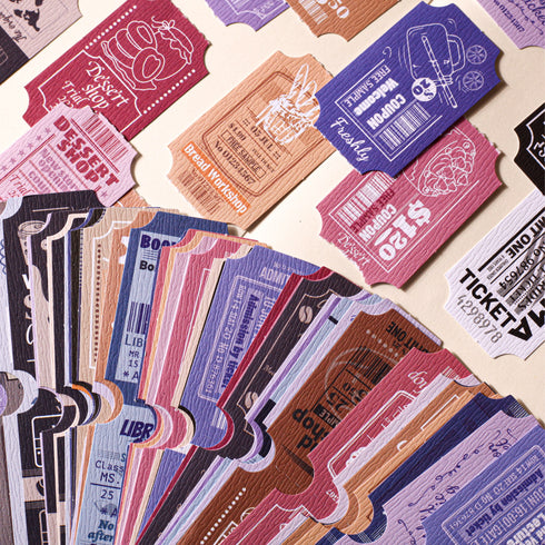15 Sheets - Ticket Stickers Pack | Vintage Style