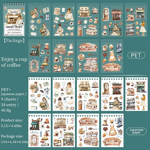 PET + Wash Material Coil Sticker Book| Vintage Style