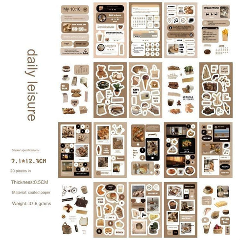 20 Sheets Pre-Cut Sticker Book Cute Cartoon Cake Stickers