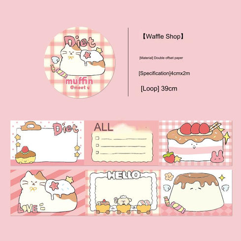 Cartoon Tearable Writable Tape | Canned Fatty Themed Cute Style