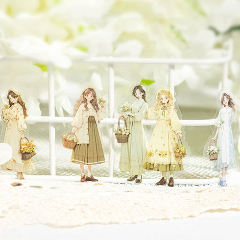 1 Roll - PET Die Cut Sticker Tape | Anime Girl Character