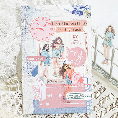 1 Roll - PET Die Cut Sticker Tape | Anime Girl Character