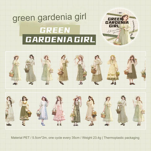 1 Roll - PET Die Cut Sticker Tape | Anime Girl Character