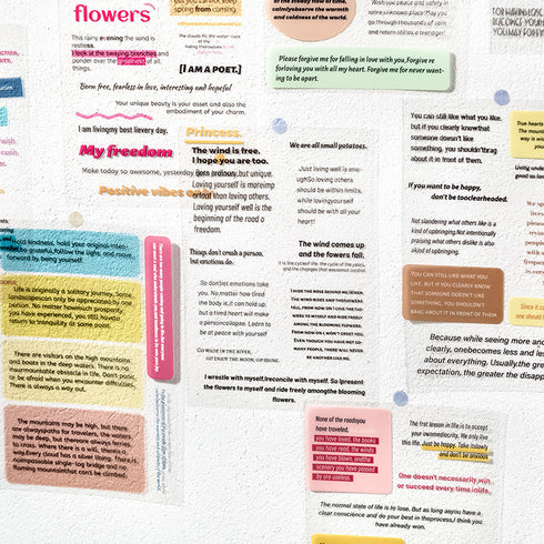 20 Sheets Quote PET Stickers Book| Bacis Style