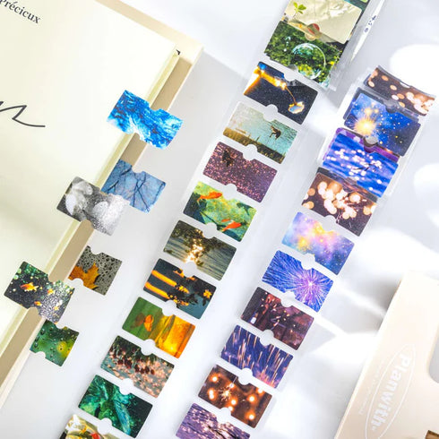 1 Roll Glitter Label Sticker Roll Tape | Travel Weather Theme