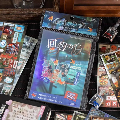 30 Sheets no repeated - Cover Spread out at 180° Sticker book |Japanese Retro Style