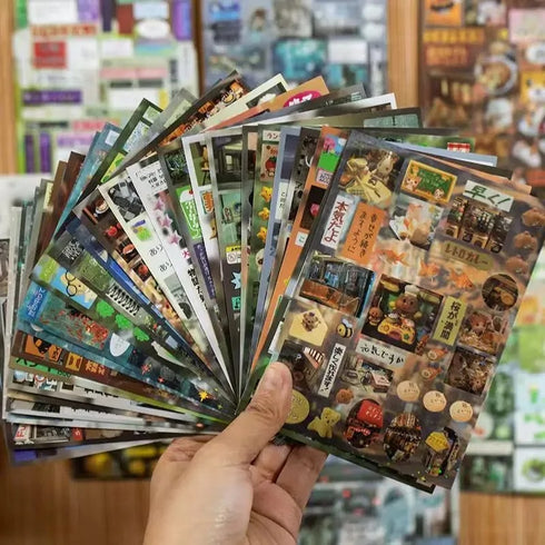 30 Sheets no repeated - Cover Spread out at 180° Sticker book |Japanese Retro Style