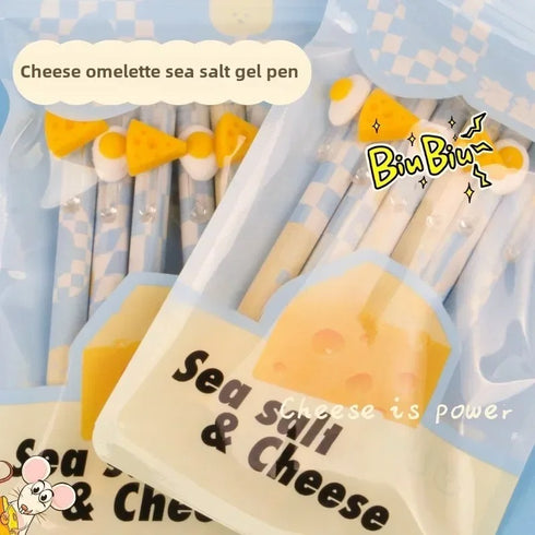 6Pcs - Kawaii Cheese Press Ballpoint Pens Set | 0.5mm Black Refill