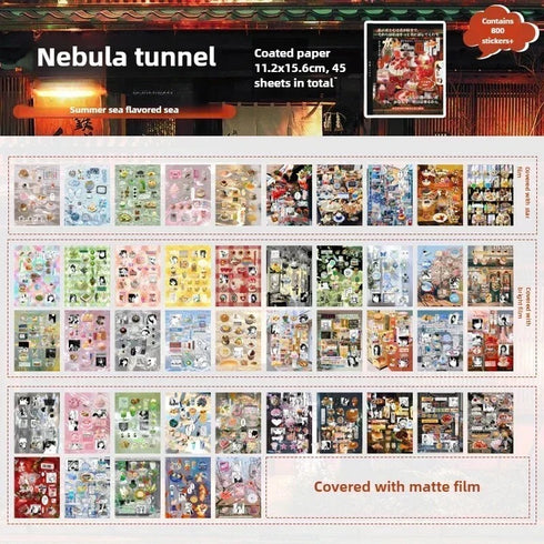 45 Sheets no duplicates - 3 kinds of Coating Sticker Book|Japanese Retro Style
