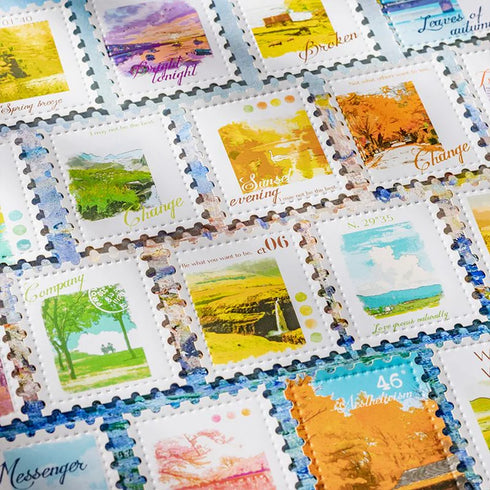 30PCS - Vintage Stamp Stickers | Oil Painting-Tone