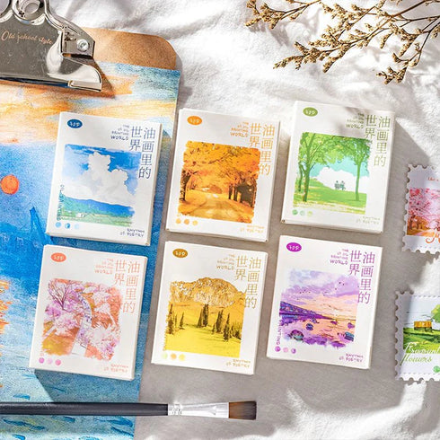 30PCS - Vintage Stamp Stickers | Oil Painting-Tone