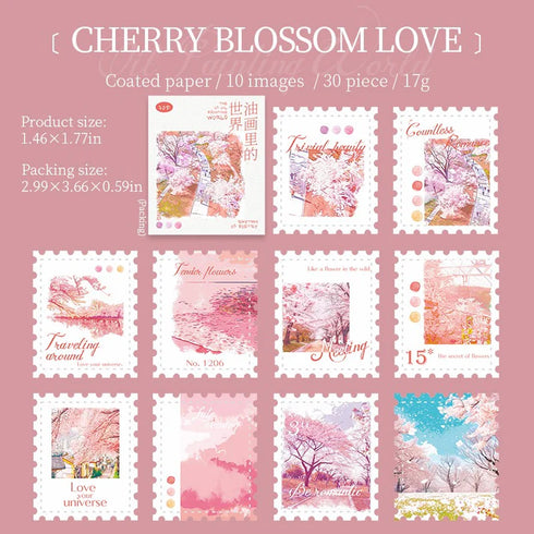 30PCS - Vintage Stamp Stickers | Oil Painting-Tone