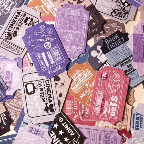 15 Sheets - Ticket Stickers Pack | Vintage Style