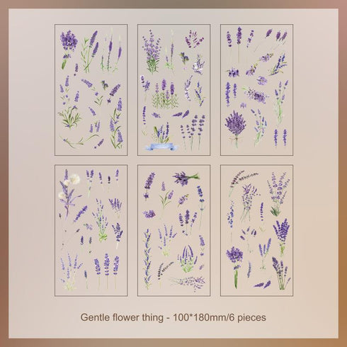 6 Sheets - PVC Scrapbooking Stickers Pack | Nature Flower Themed Style