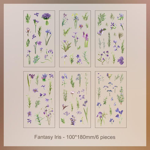6 Sheets - PVC Scrapbooking Stickers Pack | Nature Flower Themed Style