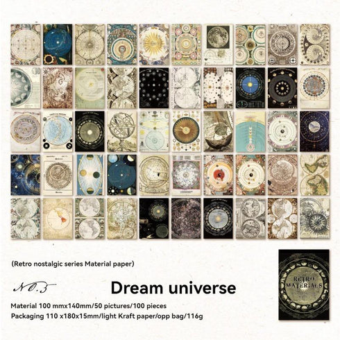 100 Sheets - Characters & Botanical Scrapbook Paper | Nostalgic Retro Style