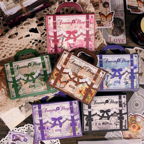 30 Pcs - Retro Sewing Scrapbook Stickers Box | Handmade Theme