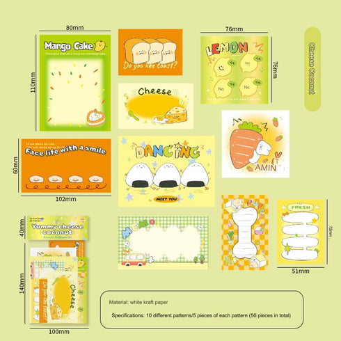 50 Pcs - Colorful Rainbow Scrapbook Paper | Memo Pack