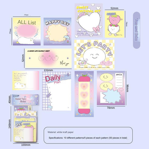 50 Pcs - Colorful Rainbow Scrapbook Paper | Memo Pack