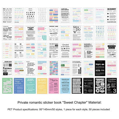 50 Sheets - PET Die Cut Sticker Book | Ballet & Insta Style